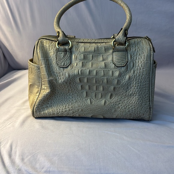 Anne Klein Gray Crocodile-Embossed Satchel Handbag Vintage Style - Picture 2 of 8